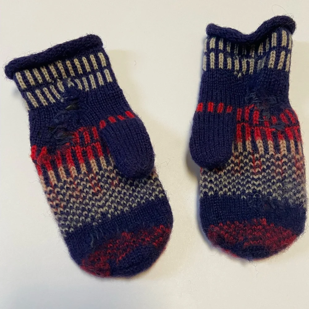 Vintage 1960’s Kids Mouseketeer Mittens - Navy and Red